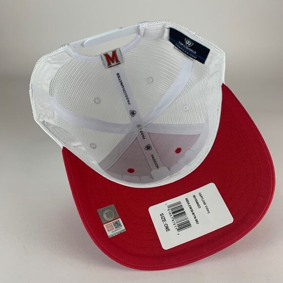 Maryland Terrapins NCAA Red White Top of the World Snapback Trucker Hat New - Picture 4 of 5